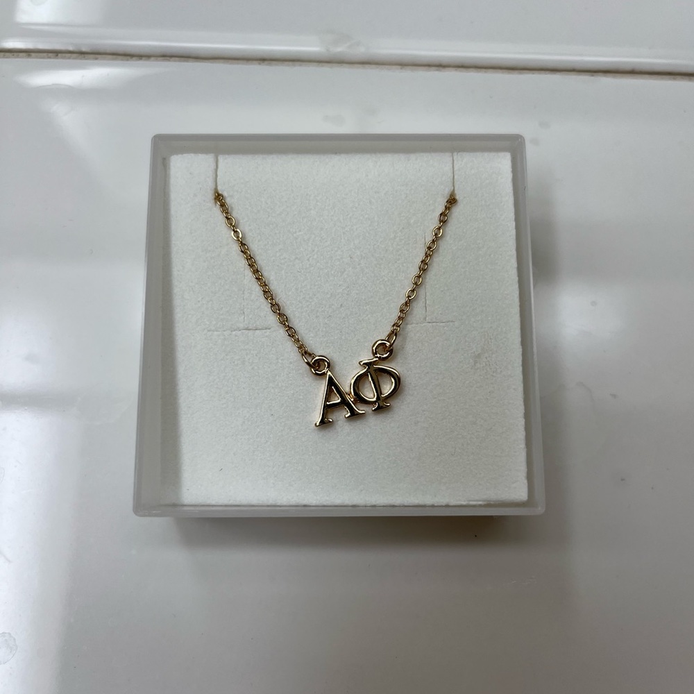 Gold Alpha Phi Letter Necklace